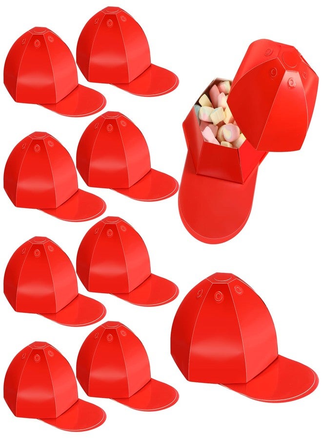 MotiMind 9 Pcs Baseball Cap Gift Box Hat Baseball Shaped Box Party Favor Cardstock Cardboard for Candy Snack Goody Father Day(Red) - Image 1